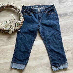 Industrial Cotton Cuffed Capri Jeans Size 11 Embroidered Back Pockets